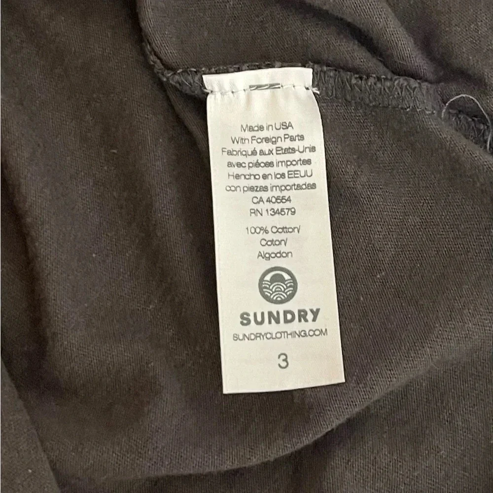 Sundry Striped Pullover Top Size Large 3/4 Sleeve Gray 100% Cotton EUC - Picture 7 of 8